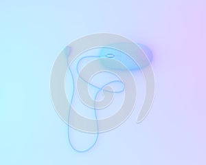 Creative layout of computer mouse painted in blue and vibrant bo