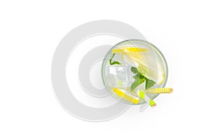 Creative layout - fresh lemonade and ingredients isolated