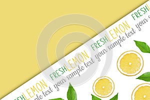 Creative layout made of lemon and leaves.Flat lay.