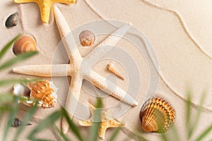 Creative layout of sand waves and sea, summer beach background