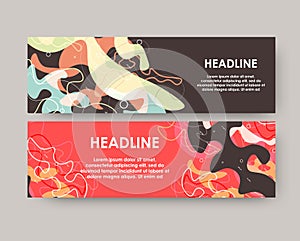 Creative layout with spotted background. Modern template with formless elements for web and print.