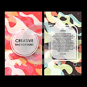 Creative layout with spotted background. Modern template with formless elements for web and print.