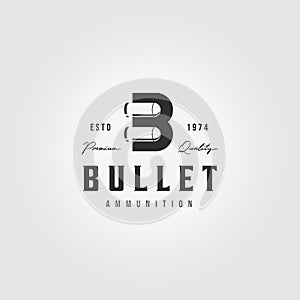 Creative Letter B Bullet Logo Vintage Vector Illustration Design Ammunition Ammo