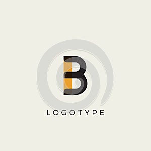 Creative letter B for logo and monogram. Minimal artistic style letter with yellow spot for education, festive and party