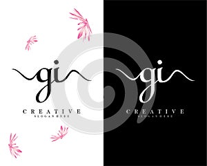 Creative letter gi, ig initial handwriting logo design vector