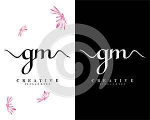 Creative letter gm, mg initial handwriting logo design vector