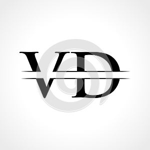 Creative Letter VD Logo Vector Template With Black Color. VD Logo Design