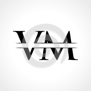 Creative Letter VM Logo Vector Template With Black Color. VM Logo Design