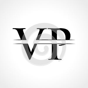 Creative Letter VP Logo Vector Template With Black Color. VP Logo Design