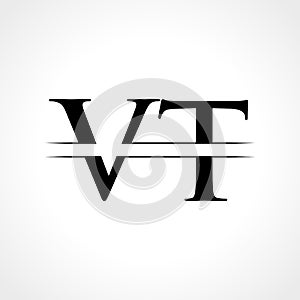 Creative Letter VT Logo Vector Template With Black Color. VT Logo Design