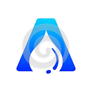creative letter a with water droplet logo