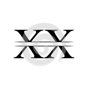 Creative Letter XX Logo Vector With black Colors. Abstract Linked Letter XX Logo Design