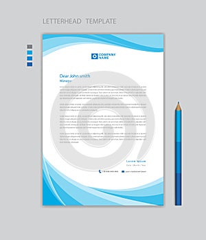 Creative Letterhead template vector, minimalist style, printing design, business advertisement layout, Blue wave graphic