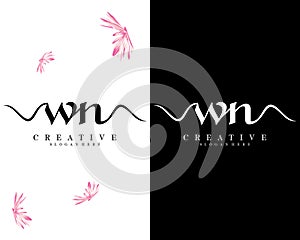 Creative letters wn, nw handwriting logo design vector photo