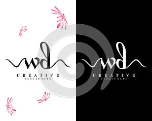 Creative letters wd, dw handwriting logo design vector