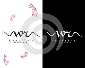 Creative letters wr, rw handwriting logo design vector