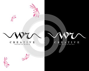 Creative letters wr, rw handwriting logo design vector photo