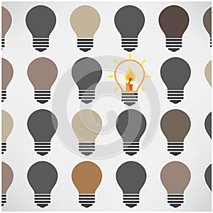 Creative light bulb background ,difference concept