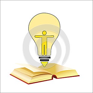 Creative light bulb book success Idea concept background design