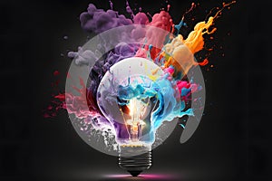 Creative Light Bulb Explodes with Colorful Paint