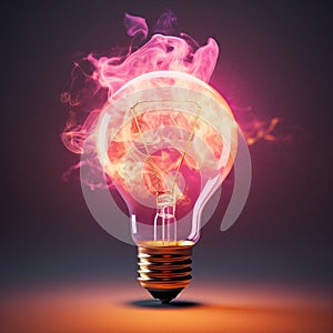 Creative light bulb explodes with colorful paint and splashes isolated background