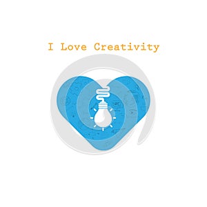 Creative light bulb and Heart sign vector design banner template