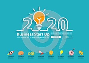Creative light bulb idea with 2020 new year design