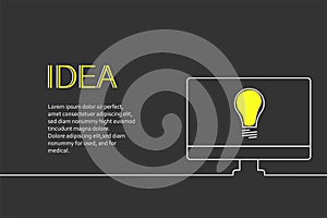 Creative light bulb idea banner business start up ideas concept design, With laptop computer PC