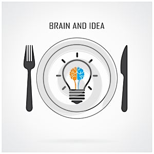 Creative light bulb idea and brain concept background