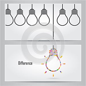 Creative light bulb Idea concept banner background. Differen ban