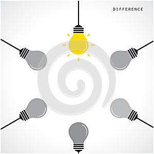 Creative light bulb Idea concept banner background. Different ba