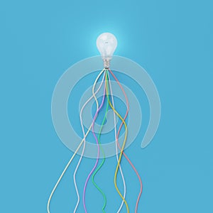 Creative light bulb Idea concept on blue background