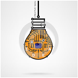 Creative light bulb idea concept template ,light bulb circuit symbol