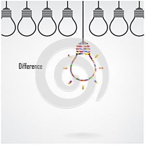 Creative light bulb idea and difference concept