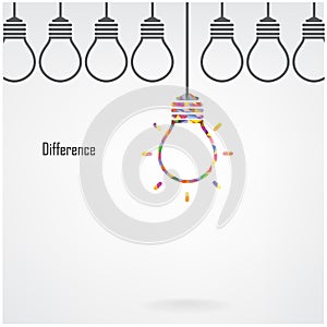 Creative light bulb idea and difference concept photo