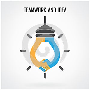 Creative light bulb Idea and handshake sign,teamwork and ideas c