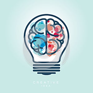 Creative Light Bulb Left and Right Brain Idea Icon