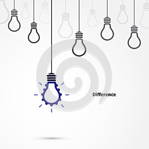 Creative light bulb symbol with gear sign and difference concept
