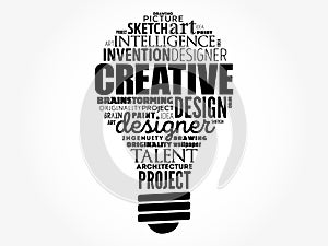 CREATIVE light bulb word cloud, creative concept