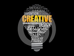 CREATIVE light bulb word cloud, creative concept