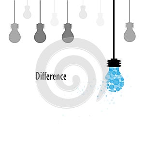 Creative light bulbs vector logo design template and Difference