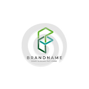 Creative line art F Letter logo design template vector eps photo