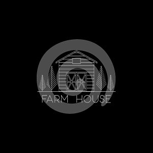Creative line art farm house logo vector with simple line art style logo design
