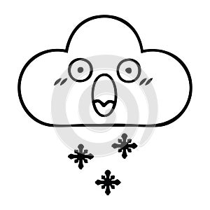 A creative line drawing cartoon storm snow cloud