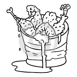 A creative line drawing doodle bucket of fried chicken