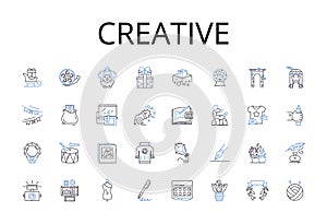 Creative line icons collection. Innovative, Resourceful, Artistic, Imaginative, Original, Inventive, Ingenious vector