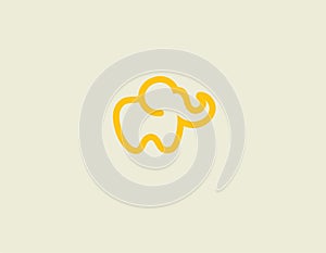 Creative linear yellow logo icon animal cute elephant for kids