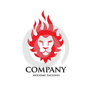 Creative Lion head fire logo vector illustration