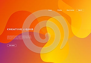 Creative liquid background for landing page template. Vector eps 10
