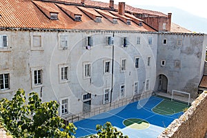 Creative locations for football practice in Dubrovnik Old Town.